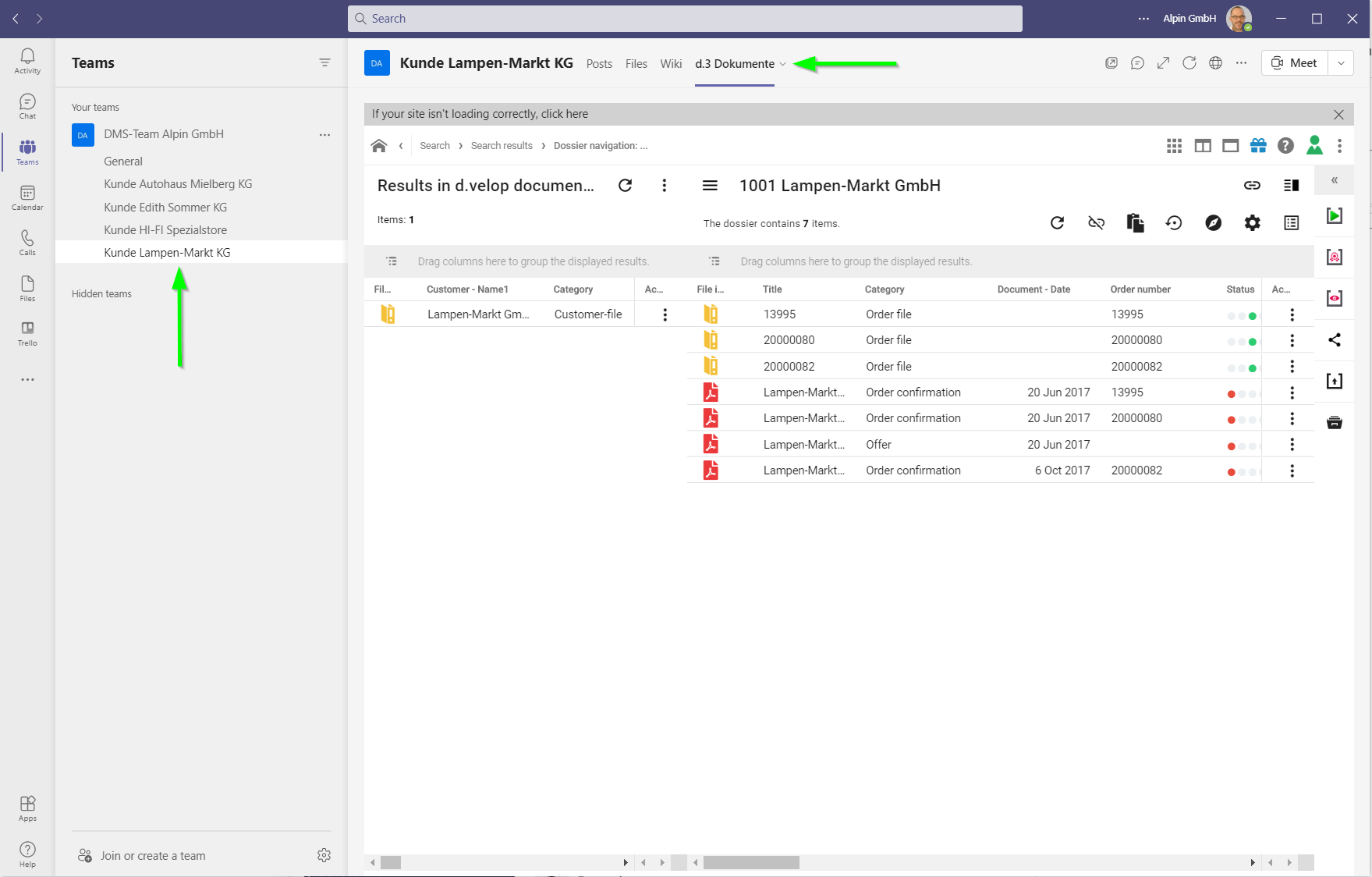 Integrazione Microsoft Teams e d.velop documents