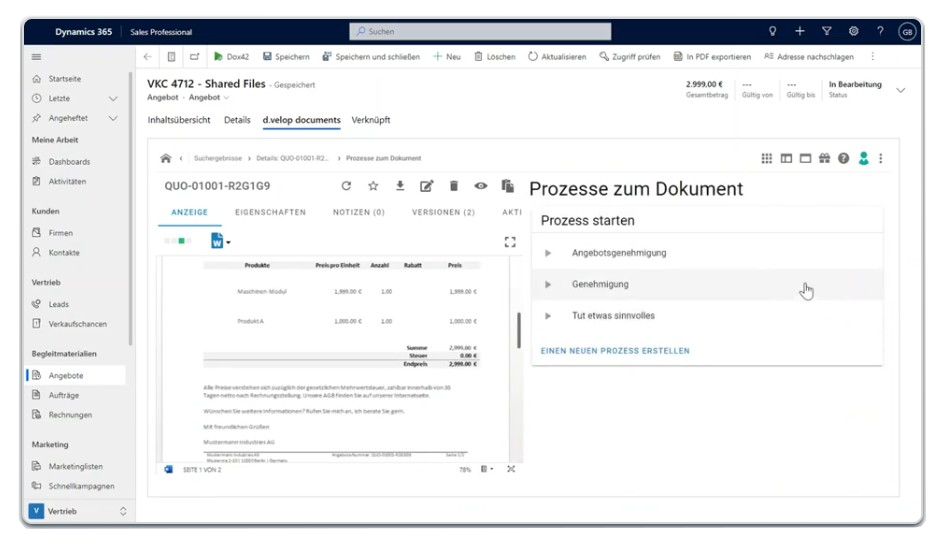 Dokumentenmanagement mit Microsoft Dynamics 365 Sales / Customer Engagement